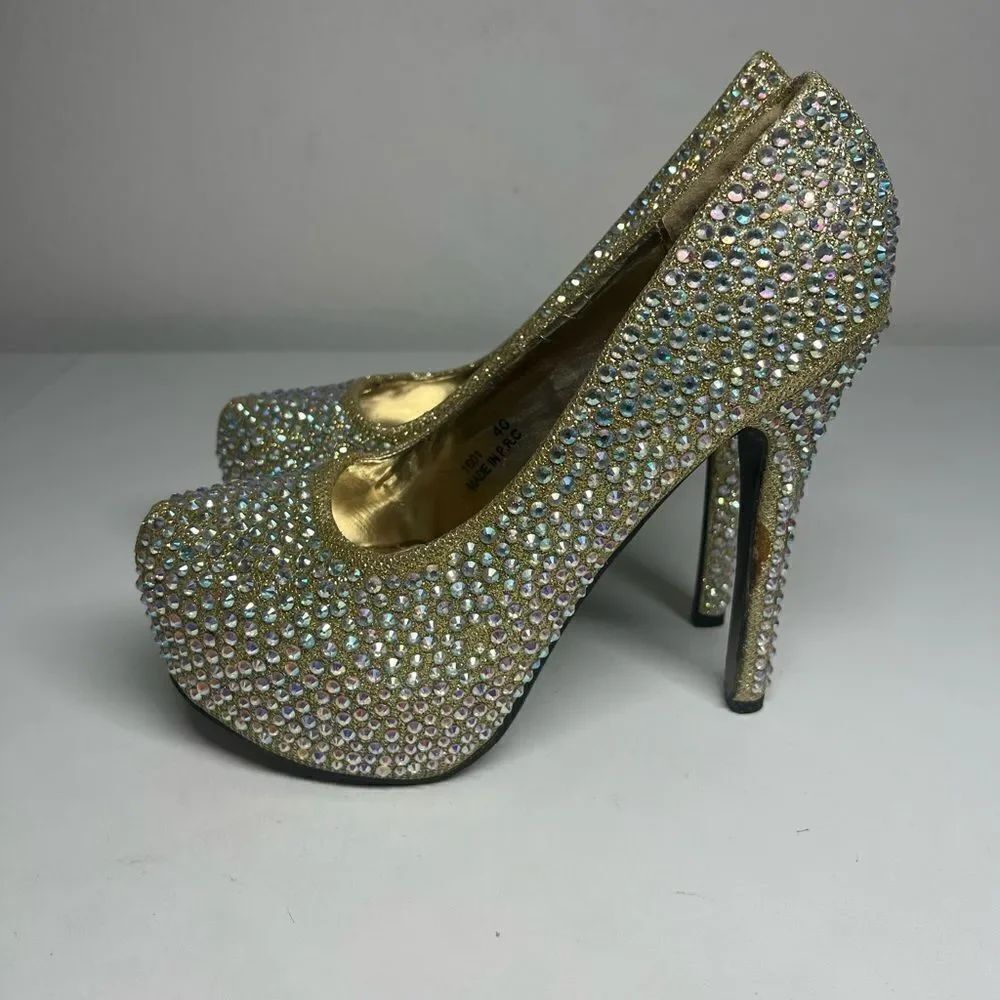 Louis Cardy Rhinestone Sparkling Crystal High Heels Size 40 EU/ 10 US